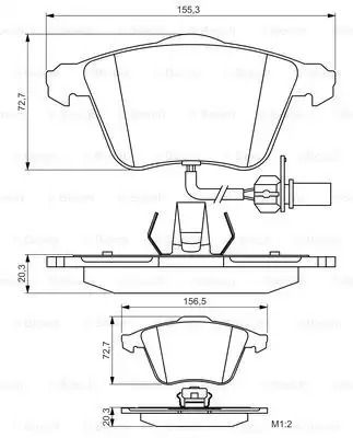 Набір гальмівних майданчиків, Disk Brake Seat Exeo, Audi A6, Bosch (0986495272)