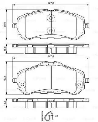 Набір гальмівних колодок, диск Brake Peugeot 308, Bosch (0986494714)