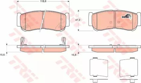 Комплект гальмівних колодок, дискове гальмо HYUNDAI SANTA FE, TRW (GDB3419)