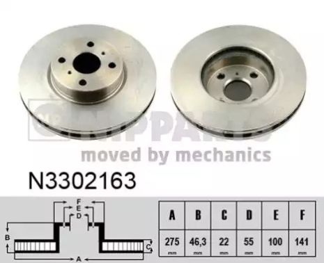 Диск тормозной TOYOTA YARIS, NIPPARTS (N3302163)