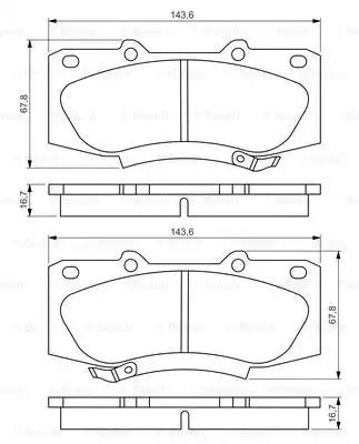 Комплект гальмівних колодок, дискове гальмо TOYOTA HILUX, BOSCH (0986495352)