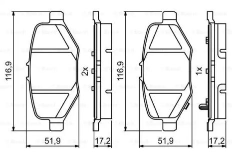 Комплект гальмівних колодок, дискове гальмо FORD USA, BOSCH (0986495397)