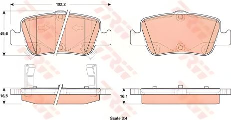 Тормозные колодки комплект для TOYOTA COROLLA, TRW (GDB3480)