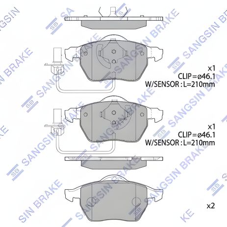 Дискові гальмівні колодки SEAT EXEO, SKODA SUPERB, SANGSIN (SP2001A)