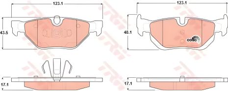 Комплект дисковых тормозных колодок для BMW (BRILLIANCE), TRW (GDB1626) Комплект дисковых тормозных колодок для BMW (BRILLIANCE), TRW (GDB1626)