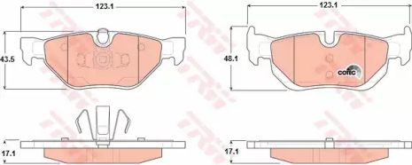 Комплект гальмівних колодок, дискове гальмо BMW (BRILLIANCE), TRW (GDB1626)