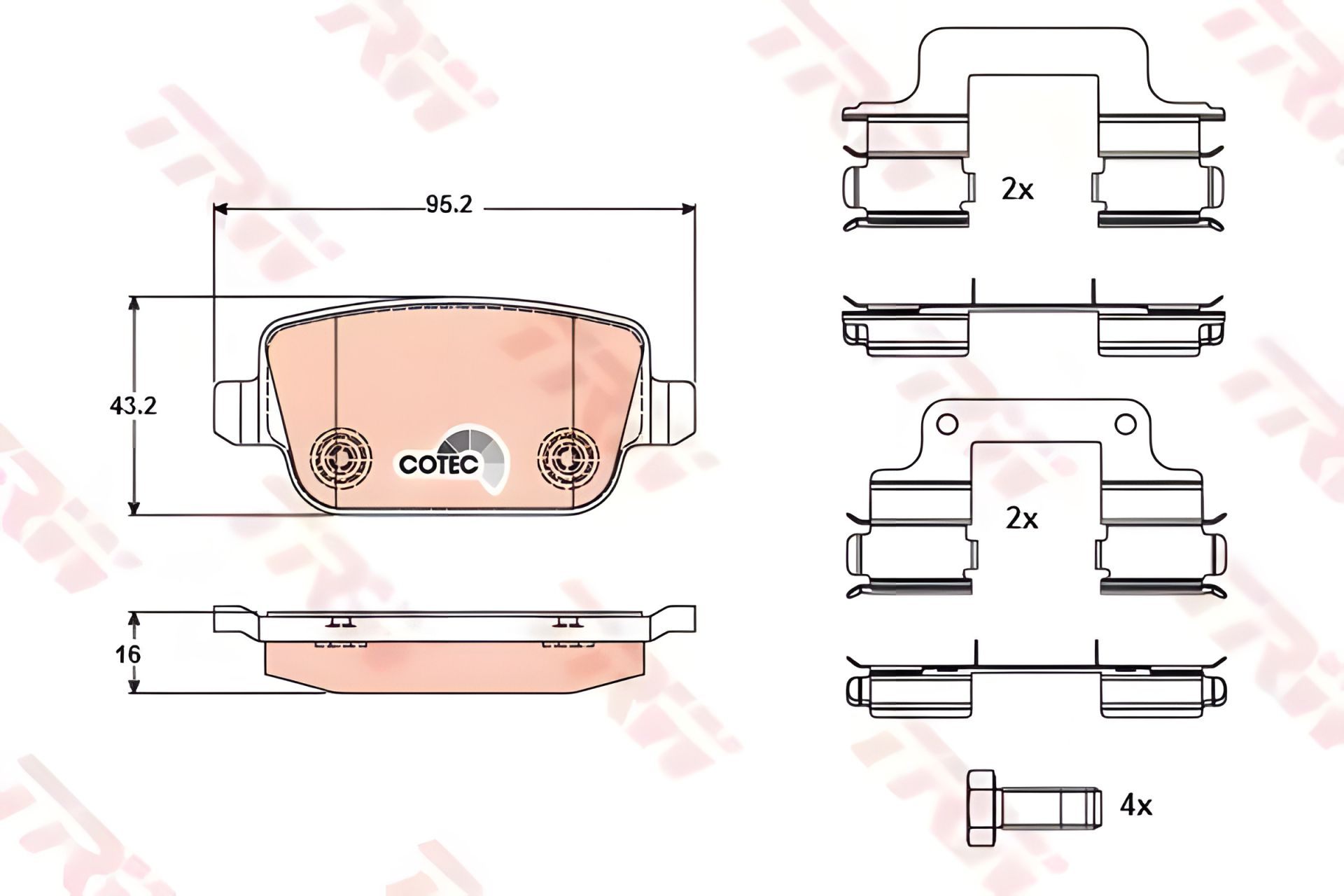 Комплект тормозных колодок дискового тормоза PROTON SUPRIMA, FORD AUSTRALIA, TRW (GDB1708) Комплект тормозных колодок дискового тормоза PROTON SUPRIMA, FORD AUSTRALIA, TRW (GDB1708)