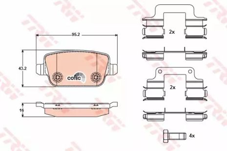 Комплект тормозных колодок, дисковый тормоз PROTON SUPRIMA, FORD AUSTRALIA, TRW (GDB1708)