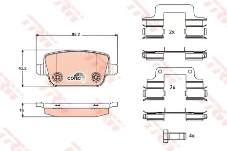 Дискові колодки PROTON SUPRIMA, FORD AUSTRALIA, TRW (GDB1708)