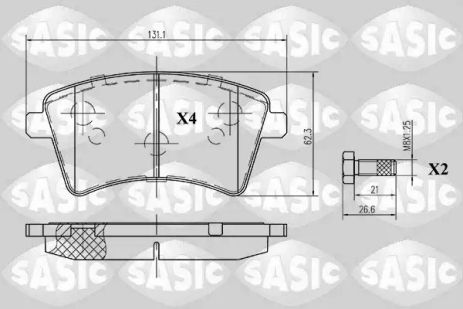 Набір гальмівних майданчиків, дискоте гальма Mercedes-Benz Citan, Renault Kangoo, Sasic (6214016)