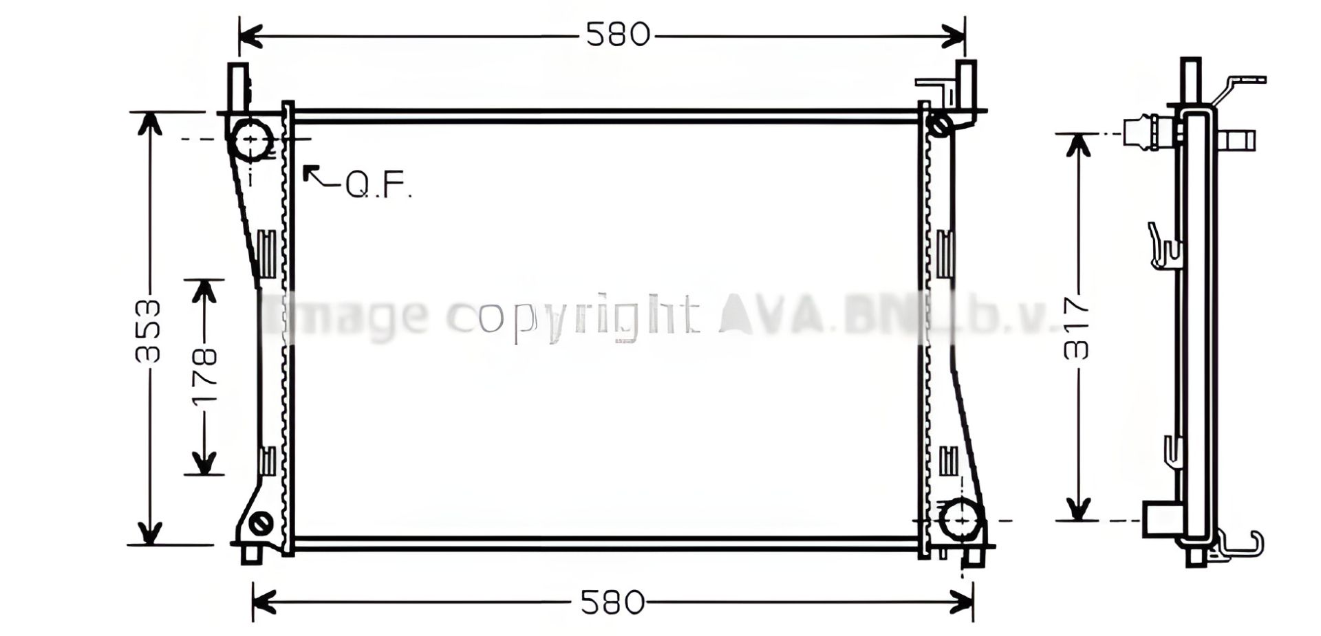 Радиатор двигателя Mazda 2, Ford Fusion, AVA Cooling FDA2325 Радиатор двигателя Mazda 2, Ford Fusion, AVA Cooling FDA2325