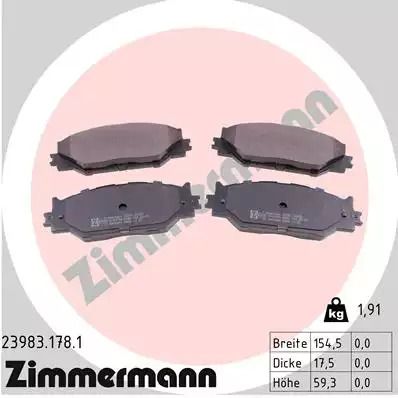 Комплект гальмівних колодок, дискове гальмо LEXUS IS, ZIMMERMANN (239831781)