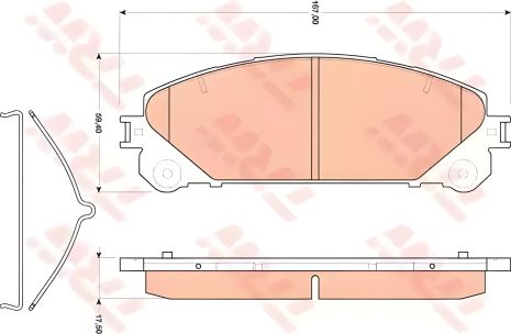 Комплект гальмівних колодок для LEXUS NX, TOYOTA HIGHLANDER, TRW (GDB3484)