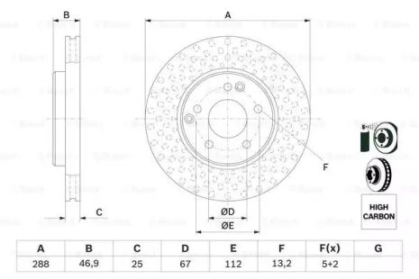 Диск тормозной MERCEDES-BENZ E-CLASS, BOSCH (0986478624)