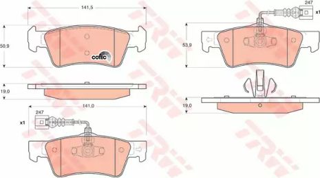 Комплект тормозных колодок, дисковый тормоз VW TOUAREG, TRW (GDB1672)