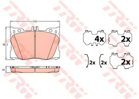 Комплект дисковых тормозных колодок MERCEDES-BENZ CLS, TRW (GDB2150) Комплект дисковых тормозных колодок MERCEDES-BENZ CLS, TRW (GDB2150)