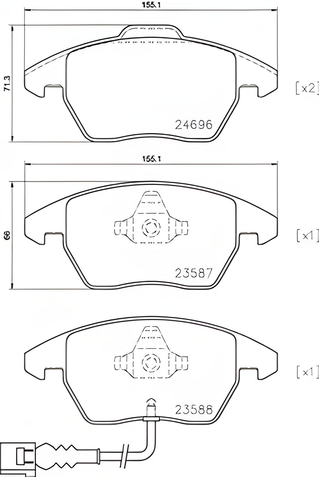 Комплект гальмівних колодок, дискове гальмо SEAT ALTEA, SKODA SUPERB, BREMBO (P85146) Комплект гальмівних колодок, дискове гальмо SEAT ALTEA, SKODA SUPERB, BREMBO (P85146)