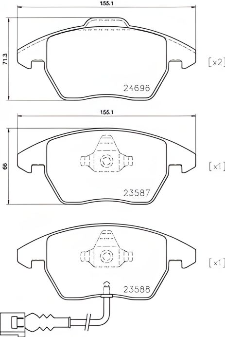 Комплект тормозных колодок, дисковый тормоз SEAT ALTEA, SKODA SUPERB, BREMBO (P85146) Комплект тормозных колодок, дисковый тормоз SEAT ALTEA, SKODA SUPERB, BREMBO (P85146)