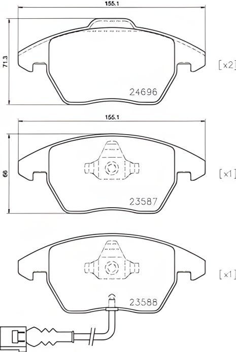 Комплект гальмівних колодок, дискове гальмо SEAT ALTEA, SKODA SUPERB, BREMBO (P85146) Комплект гальмівних колодок, дискове гальмо SEAT ALTEA, SKODA SUPERB, BREMBO (P85146)