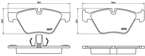 Комплект тормозных колодок, дисковый тормоз BMW 5, BREMBO (P06060)