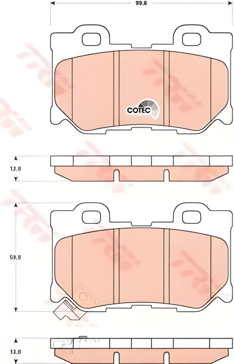 Комплект гальмівних колодок дискове гальмо NISSAN 370, INFINITI Q70, TRW
