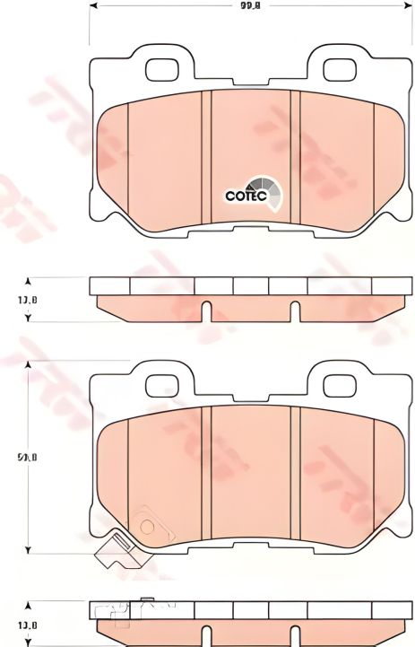 Комплект гальмівних колодок дискове гальмо NISSAN 370, INFINITI Q70, TRW