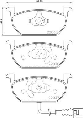 Колодки передні гальмівні SKODA OCTAVIA, SEAT LEON, BREMBO (P85137)