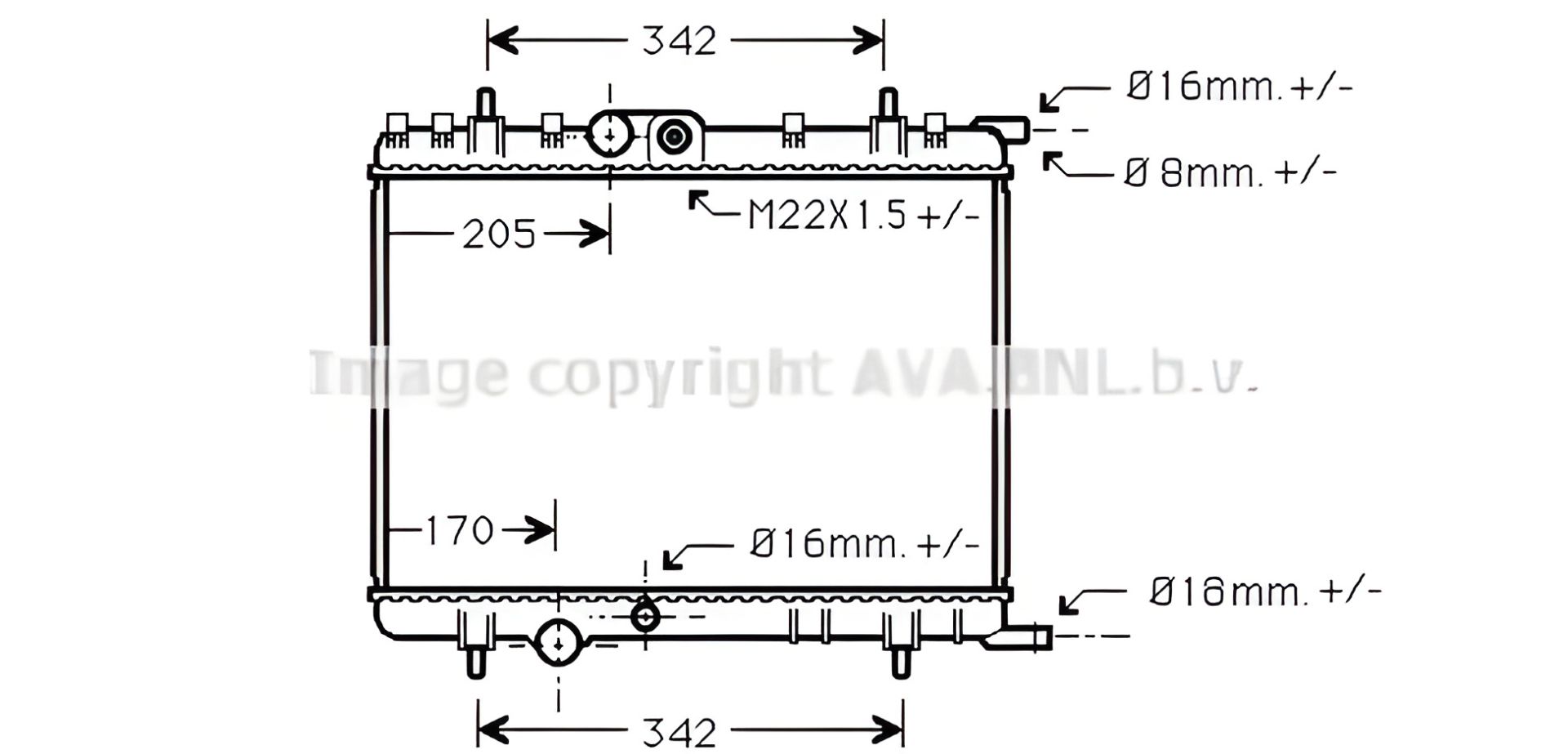 Радіатор двигуна охолодження PEUGEOT 206, CITROËN C4, AVA COOLING (PE2300) Радіатор двигуна охолодження PEUGEOT 206, CITROËN C4, AVA COOLING (PE2300)