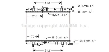 Радіатор двигуна охолодження PEUGEOT 206, CITROËN C4, AVA COOLING (PE2300) Радіатор двигуна охолодження PEUGEOT 206, CITROËN C4, AVA COOLING (PE2300)