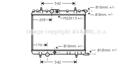 Радиатор охлаждения двигателя для PEUGEOT 206, CITROËN C4, AVA COOLING (PE2300)