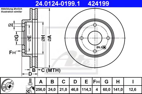 Гальмівний диск для CHEVROLET LACETTI, DAEWOO, ATE (24012401991) Гальмівний диск для CHEVROLET LACETTI, DAEWOO, ATE (24012401991)