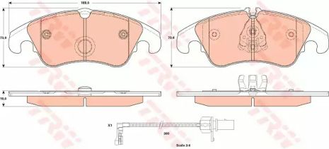 Комплект гальмівних колодок, дискове гальмо AUDI A6, TRW (GDB1908)