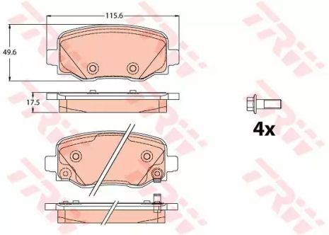 Комплект тормозных колодок, дисковый тормоз FIAT 500X, JEEP RENEGADE, TRW (GDB2116)