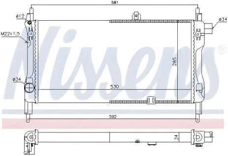 Радиатор для охлаждения двигателя OPEL ASTRAMAX, OPEL KADETT, NISSENS (632381)