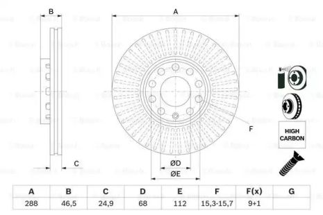 Диск тормозной VW PASSAT, SKODA SUPERB, BOSCH (0986478546)