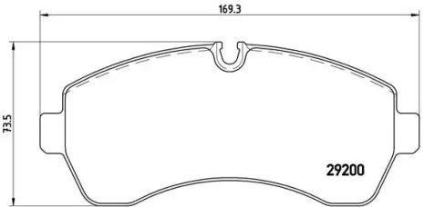 Комплект гальмівних колодок, дискове гальмо MERCEDES-BENZ SPRINTER, VW CRAFTER, BREMBO (P50059)