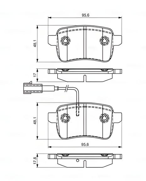 Комплект колодок гальмівних, дискове гальмо ALFA ROMEO, BOSCH (0986495305)