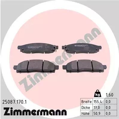 Комплект тормозных колодок, дисковый тормоз NISSAN NV200, ZIMMERMANN (250871701)