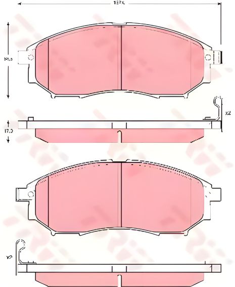 Комплект дисковых тормозных колодок для RENAULT KOLEOS, INFINITI Q70, TRW (GDB3392)