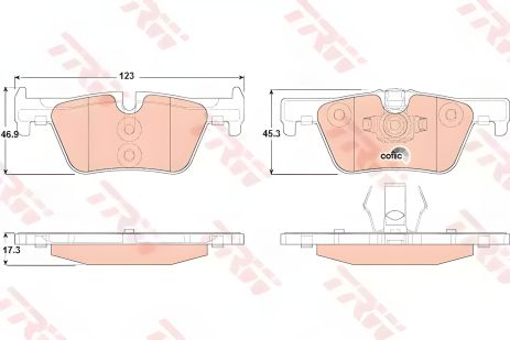 Комплект дисковых тормозных колодок для BMW 2, TRW (GDB1919) Комплект дисковых тормозных колодок для BMW 2, TRW (GDB1919)