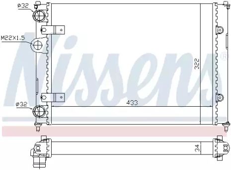 Радіатор охолодження двигуна VW POLO, SEAT CORDOBA, NISSENS (639981)