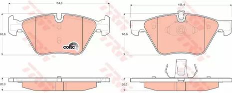 Комплект гальмівних колодок, дискове гальмо BMW (BRILLIANCE), TRW (GDB1559)