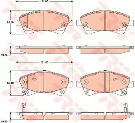 Комплект гальмівних колодок, дискове гальмо TOYOTA VERSO, TRW (GDB3479)