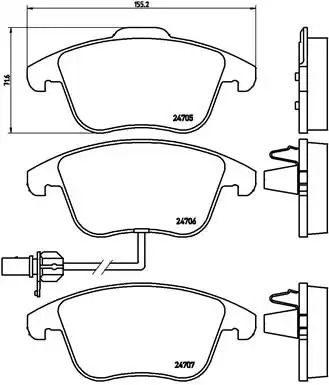 Комплект гальмівних колодок, дискове гальмо AUDI A5, BREMBO (P85113)