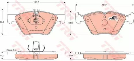 Комплект тормозных колодок, дисковый тормоз CHRYSLER CROSSFIRE, MERCEDES-BENZ CLK, TRW (GDB1215)