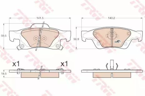 Комплект гальмівних колодок, дискове гальмо JEEP GRAND CHEROKEE, TRW (GDB4448)