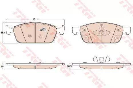 Комплект тормозных колодок, дисковый тормоз LINCOLN MKC, FORD FOCUS, TRW (GDB2009)