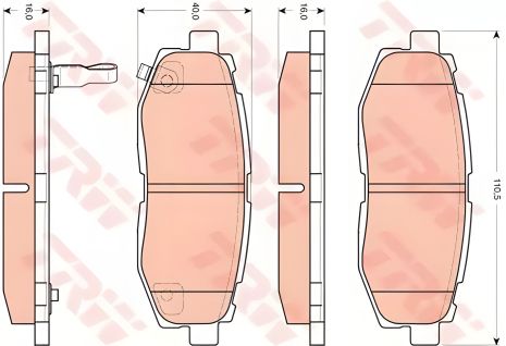 Комплект гальмівних колодок, дискове гальмо TOYOTA GT, SUBARU FORESTER, TRW (GDB3442)