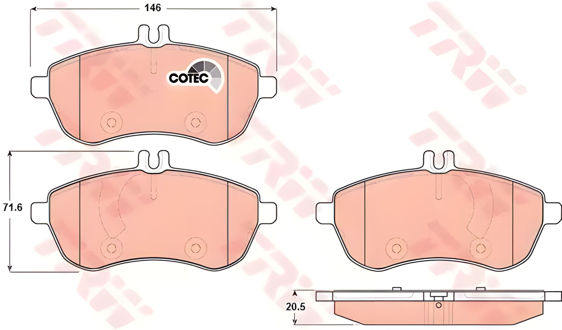 Комплект дисковых тормозных колодок для MERCEDES-BENZ C-CLASS, TRW (GDB1736) Комплект дисковых тормозных колодок для MERCEDES-BENZ C-CLASS, TRW (GDB1736)
