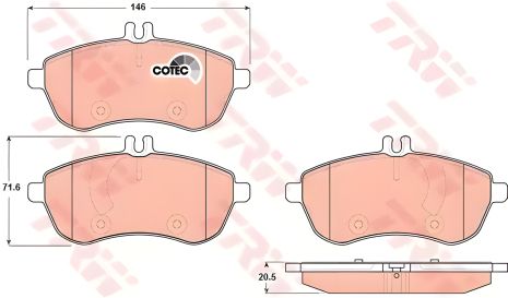 Комплект дисковых тормозных колодок для MERCEDES-BENZ C-CLASS, TRW (GDB1736) Комплект дисковых тормозных колодок для MERCEDES-BENZ C-CLASS, TRW (GDB1736)